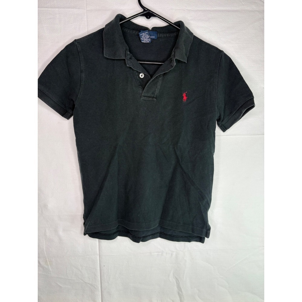 Polo Ralph Lauren Boys Black Short Sleeve Polo Shirt Red Pony Size S 8-10